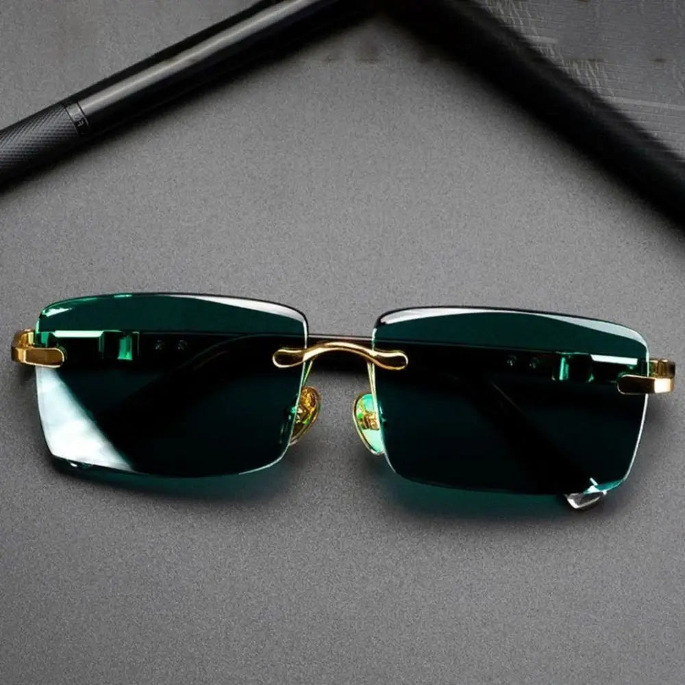 Frameless Green Crystal Men's Sunglasses
