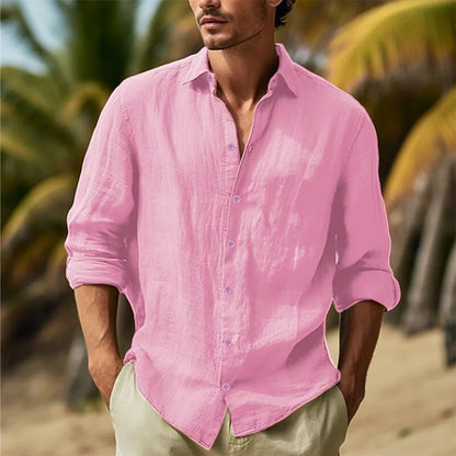 Linen Shirts Turn Down Collar