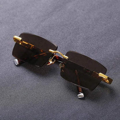 Frameless Green Crystal Men's Sunglasses