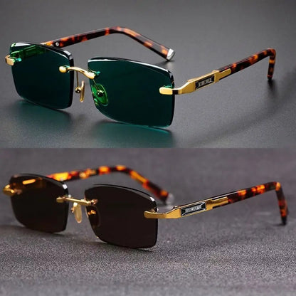 Frameless Green Crystal Men's Sunglasses