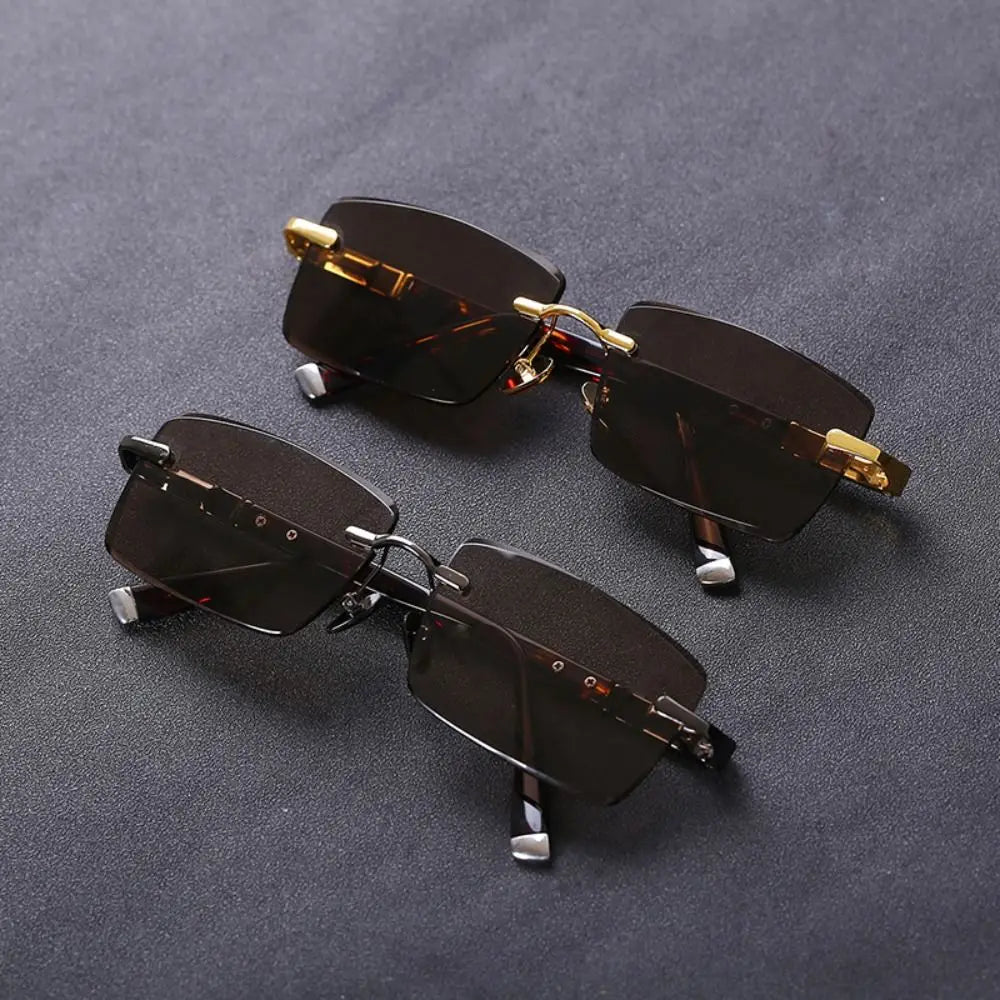 Frameless Green Crystal Men's Sunglasses