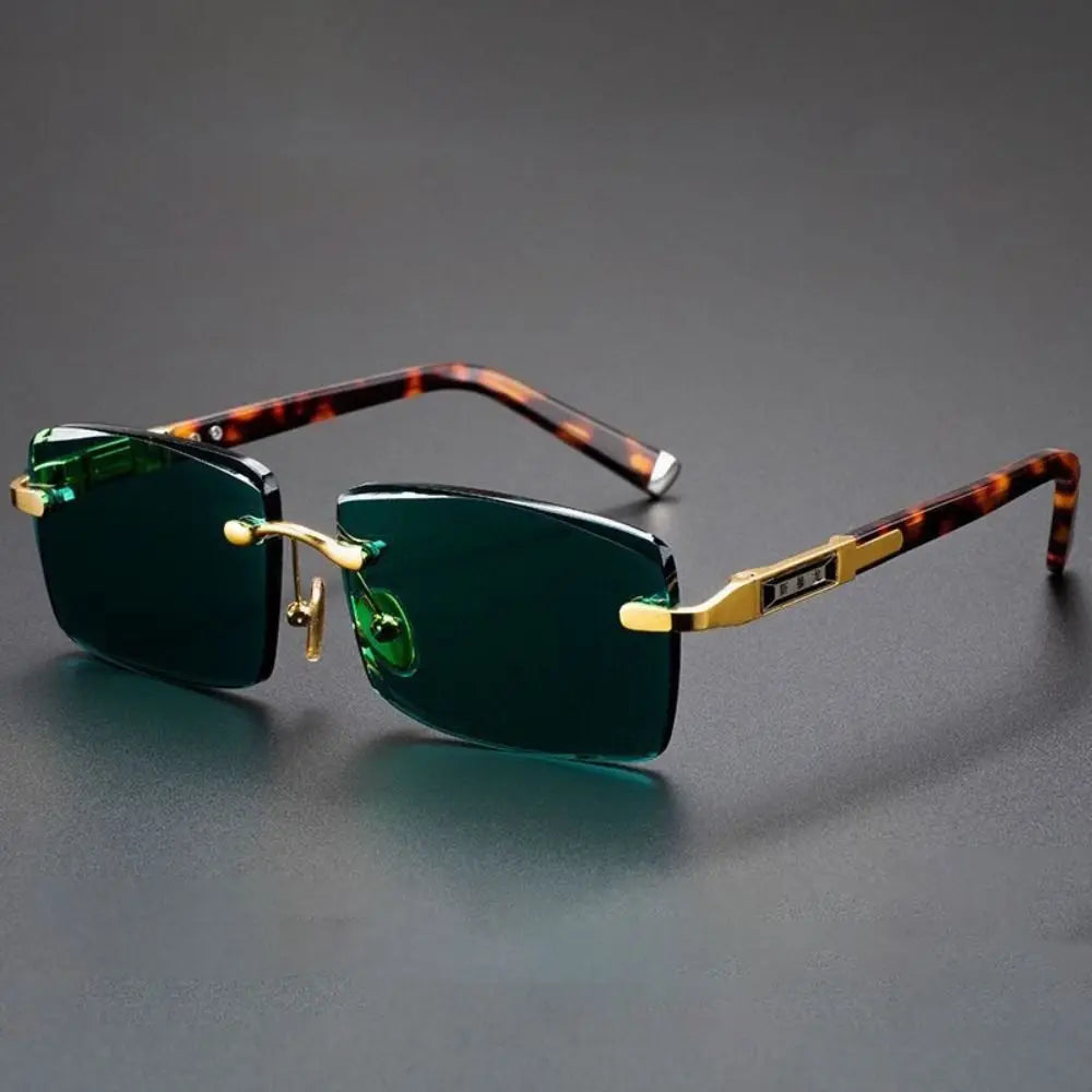 Frameless Green Crystal Men's Sunglasses