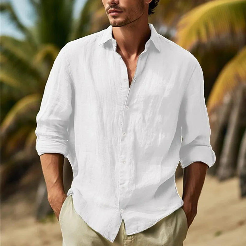Linen Shirts Turn Down Collar