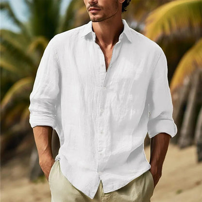 Linen Shirts Turn Down Collar