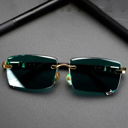 Frameless Green Crystal Men's Sunglasses