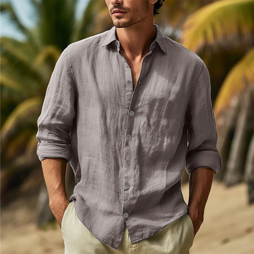 Linen Shirts Turn Down Collar