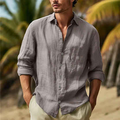 Linen Shirts Turn Down Collar